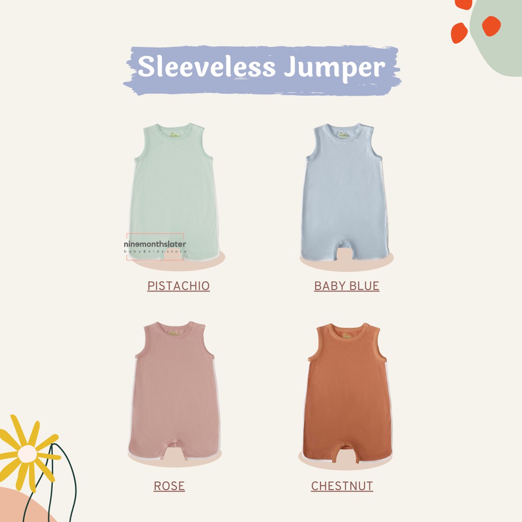 Bamboo &amp; Bub Sleeveless Jumper - Baju Rumahan Anak Bayi Rumah Lengan Buntung Kutang Bodysuit Baby