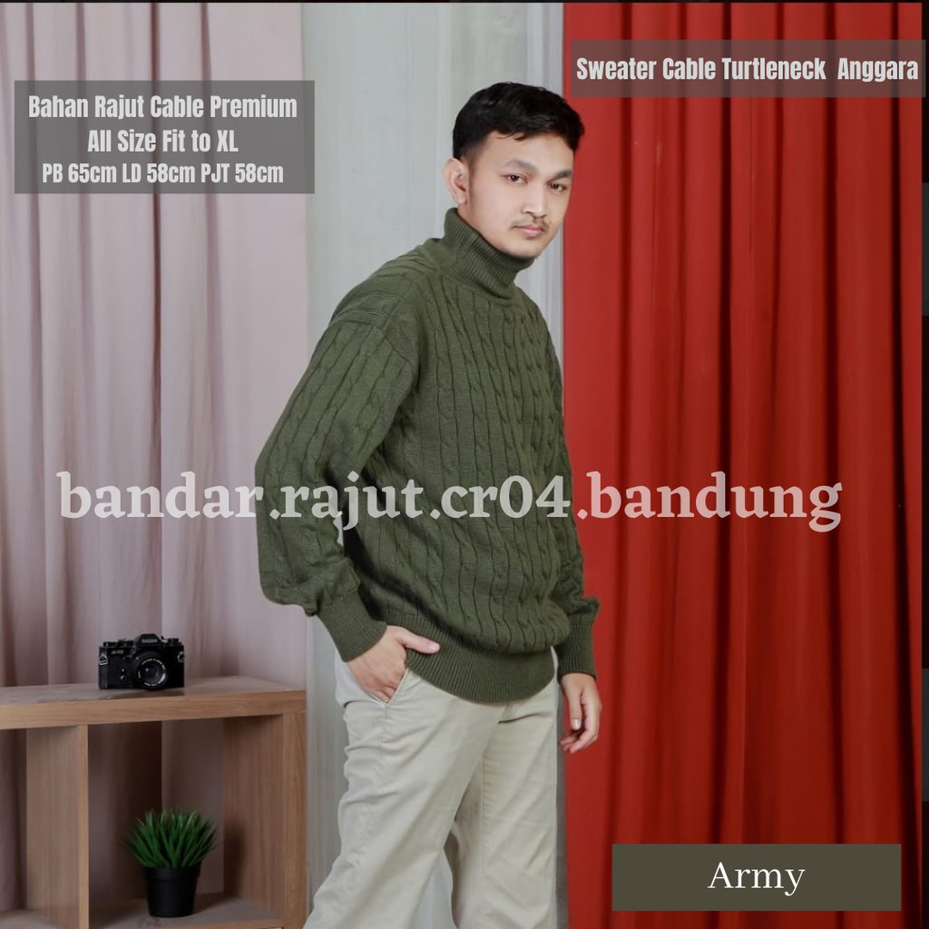 Sweater Rajut Cable Turtleneck Anggara 7 Gate Branded