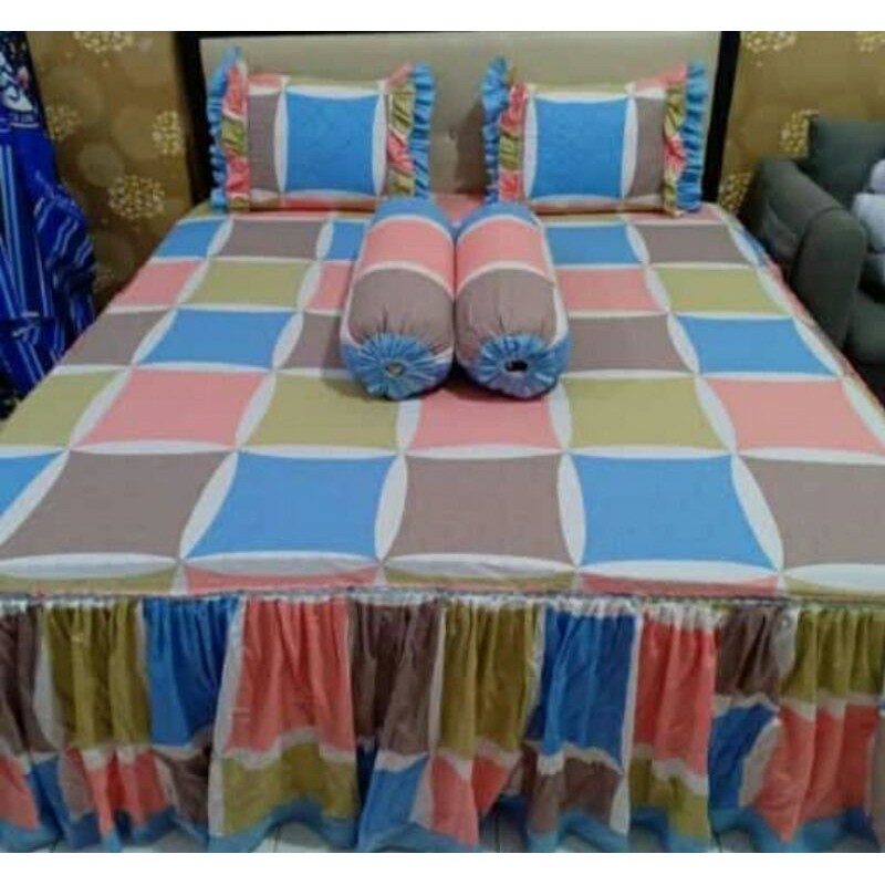 Sprei katun rumbai ukuran 100x200-200x200