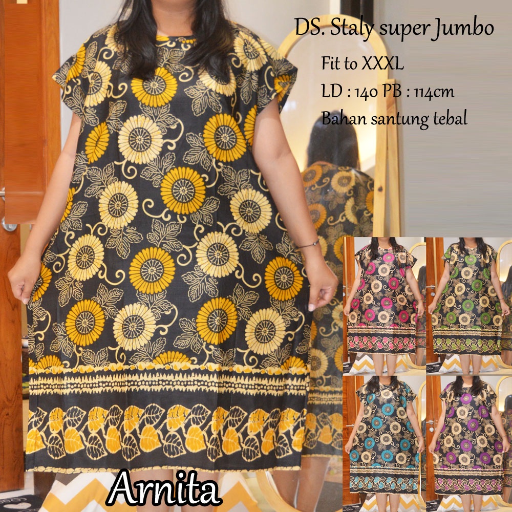 Daster super Jumbo staly LD 140 | 1kg muat 5pcs  | daster murah-Arnita