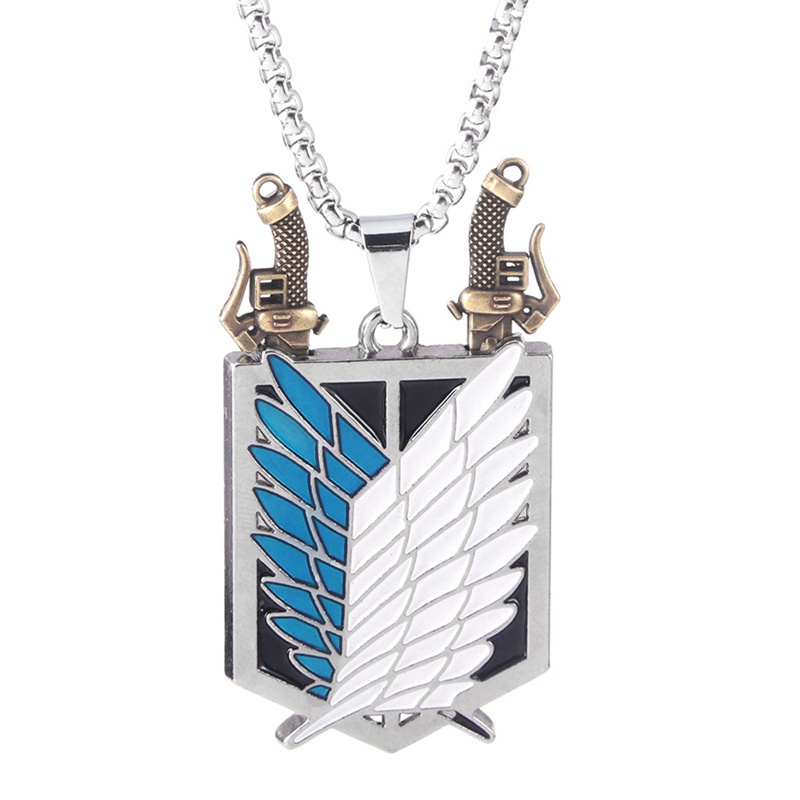 1pc Anime Attack On Titan Alloy Necklace Figure Toys Wings Of Liberty Shingeki No Kyojin Leather Chain Gold Silver Pendant Gift