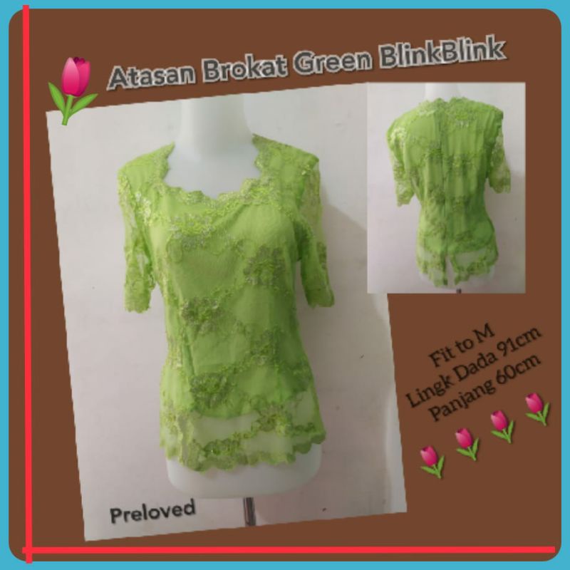 Atasan Brokat Green Lengan Pendek