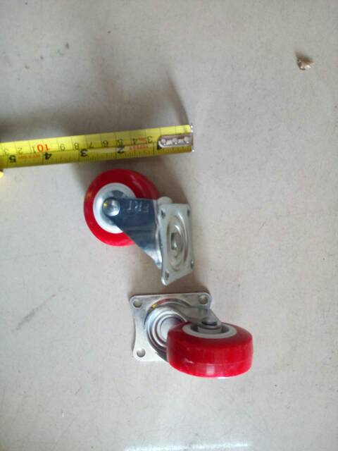 Roda Nylon HH Merah 2&quot; Isi 4Pcs bisa putar 360derajat TANPA REM/ Roda koper/Roda Trolley