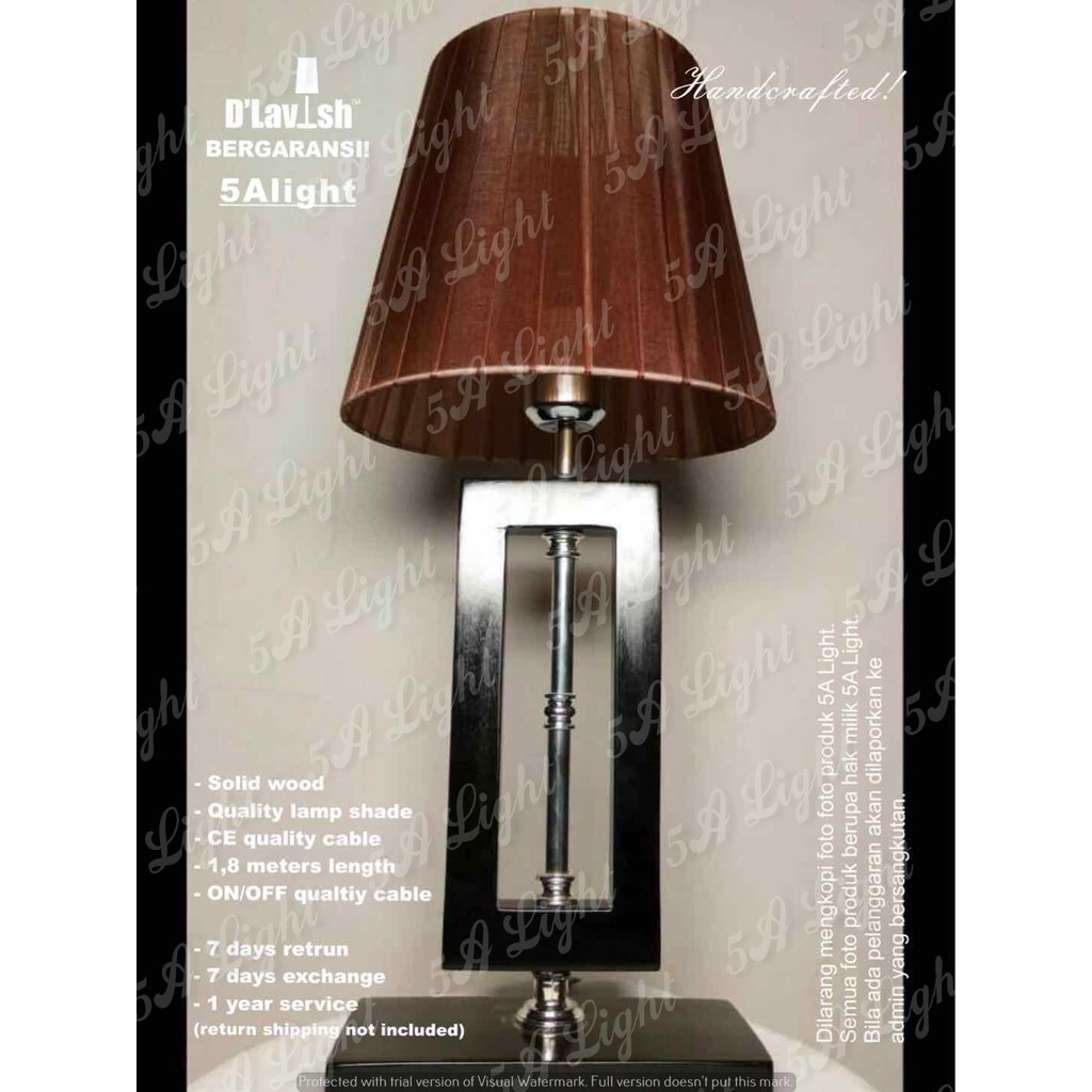 Palace WOOD Black  - Lampu Meja Hias Minimalis/Tidur/Nakas