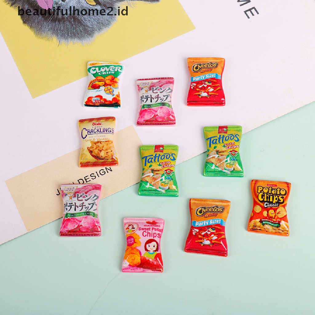 (Beautifulhome2.Id) 10pcs / Set Mainan Miniatur Keripik Kentang Untuk Dekorasi Dapur Rumah Boneka Diy