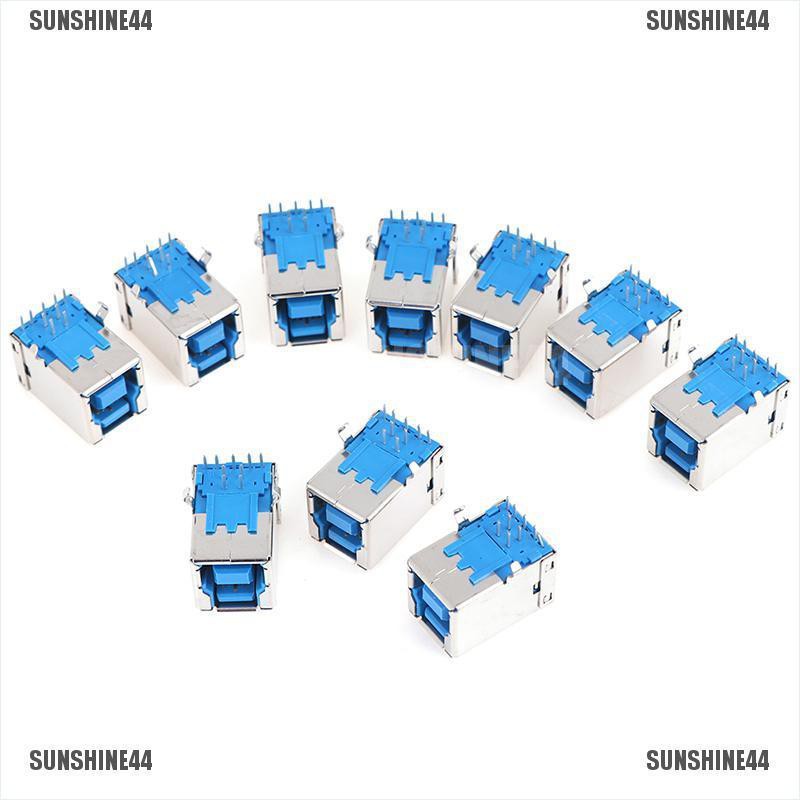 (SUNSHINE44) 10pcs Konektor Plug jack USB 3.0 Tipe B Female Sudut Kanan AF