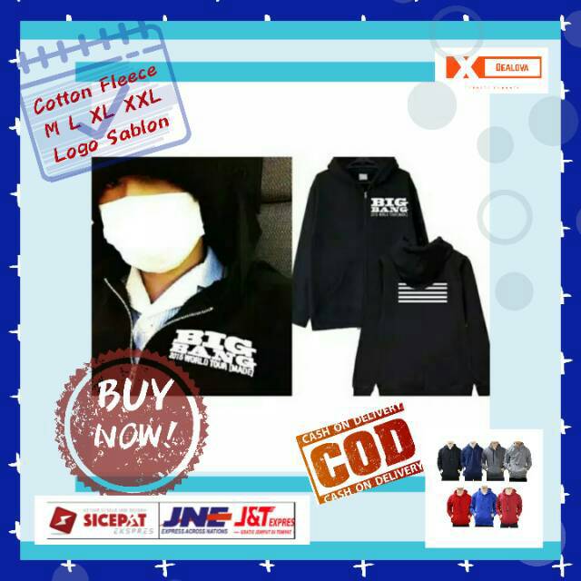 V375 Jaket Hoodie Made Big Bang Bigbang World Tour 2015 Jaket Distro Sweater Jumper Pria Polos Murah