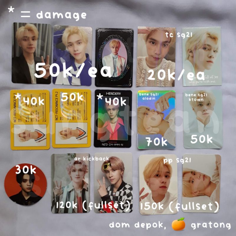 wts want to sell aab pc hendery wayv nct photopack resonance kickback departure arrival bene aladin 