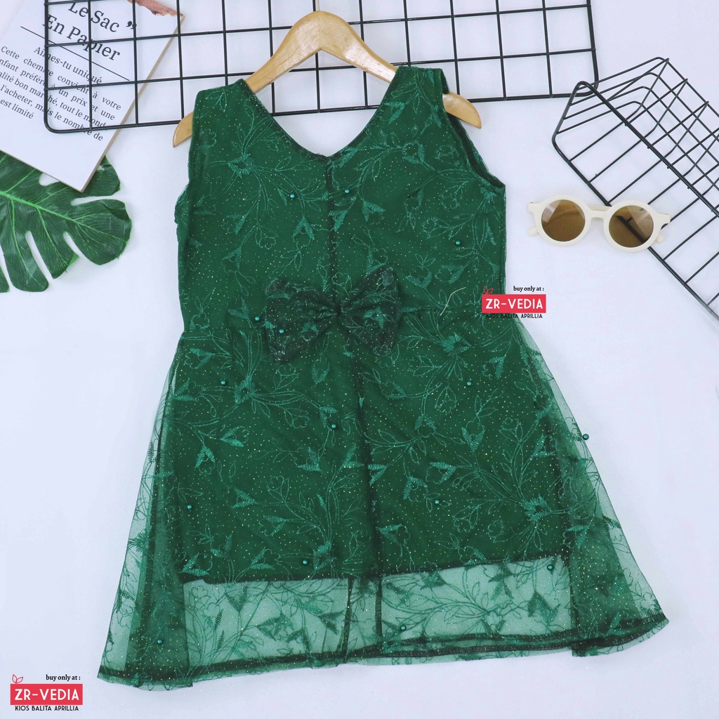 Dress Keira Uk 4-5 Tahun / Gaun Brukat Pesta Kondangan Baju Baby Import Dres Brukat Kensi Anak