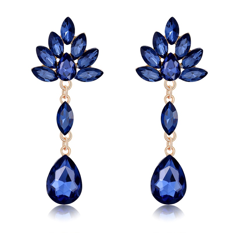 Ins Anting Tusuk Gantung Panjang Rose Gold Hias Cubic Zirconia Untuk Pengantin Wanita