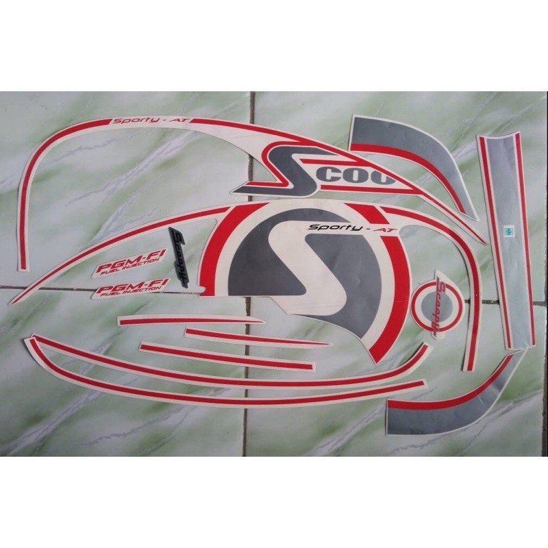 striping stiker lis les scoopy fi sporty 2013 cream merah cream putih merah putih