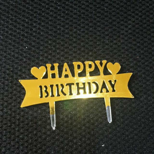 Cake topper happy bday gold