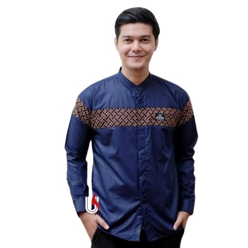 Alkhalis Baju koko Lengan Panjang Motif Batik Bata
