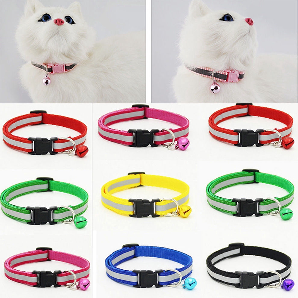 Kalung Reflektif Adjustable Bahan Nylon untuk Kucing