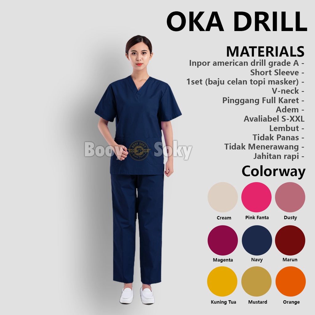 Baju OK /Baju Oka / Baju Jaga / Baju Medis / Baju Operasi - Lengan Pendek Dongker