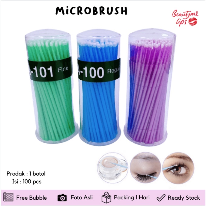 Microapplicator Botol / Microbrush botol / Cotton bud 1 pak isi 100pcs Botol / Pack Micro Brush