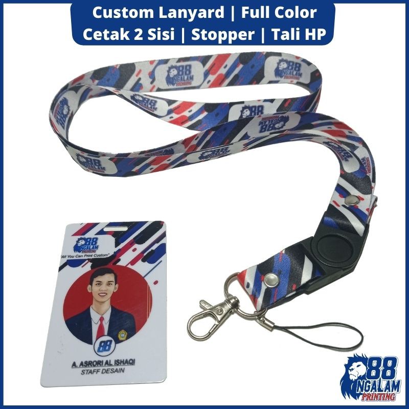 Tali Lanyard+Nametag Plong Custom Lanyard Tali Gantungan Nametag Custom