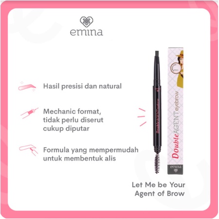Emina Double Agent Eyebrow Brown | Pensil alis matic