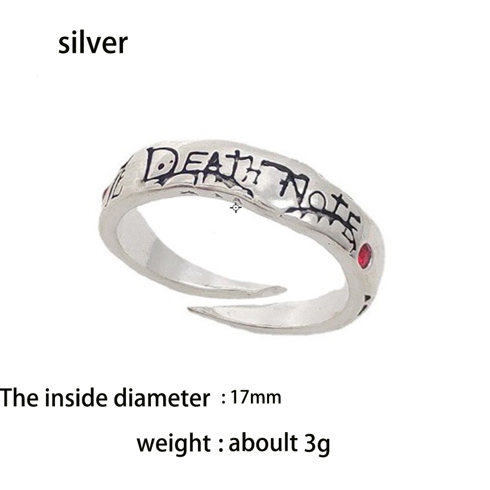 Cincin Adjustable Desain Anime Death Note Yagami Warna Silver Untuk Pria Dan Wanita