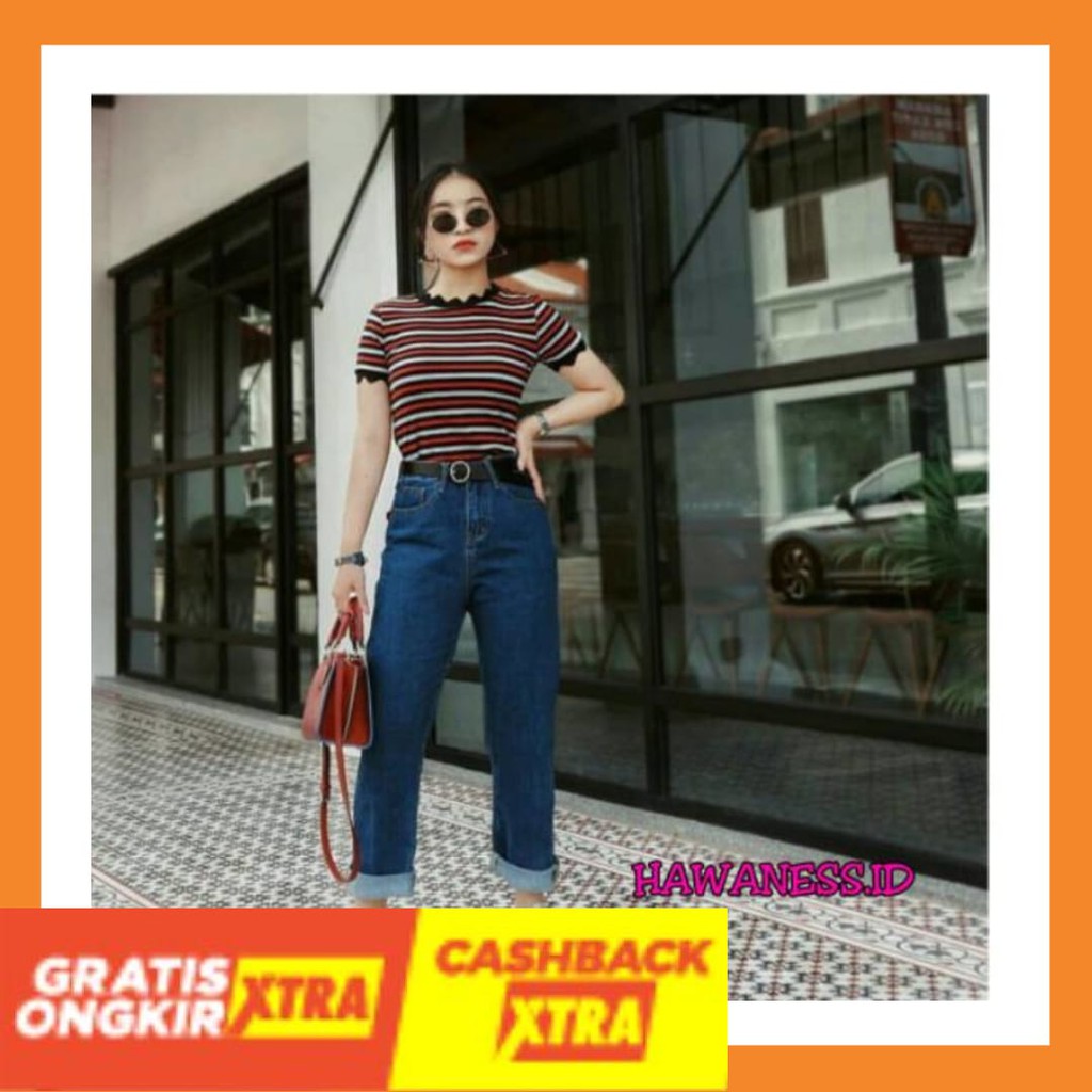 STYLE KOREA KEREN IMPORT MURAH ORIGINAL BISA COD / PROMO CELANA BOYFRIEND JEANS WANITA //BF POLOS