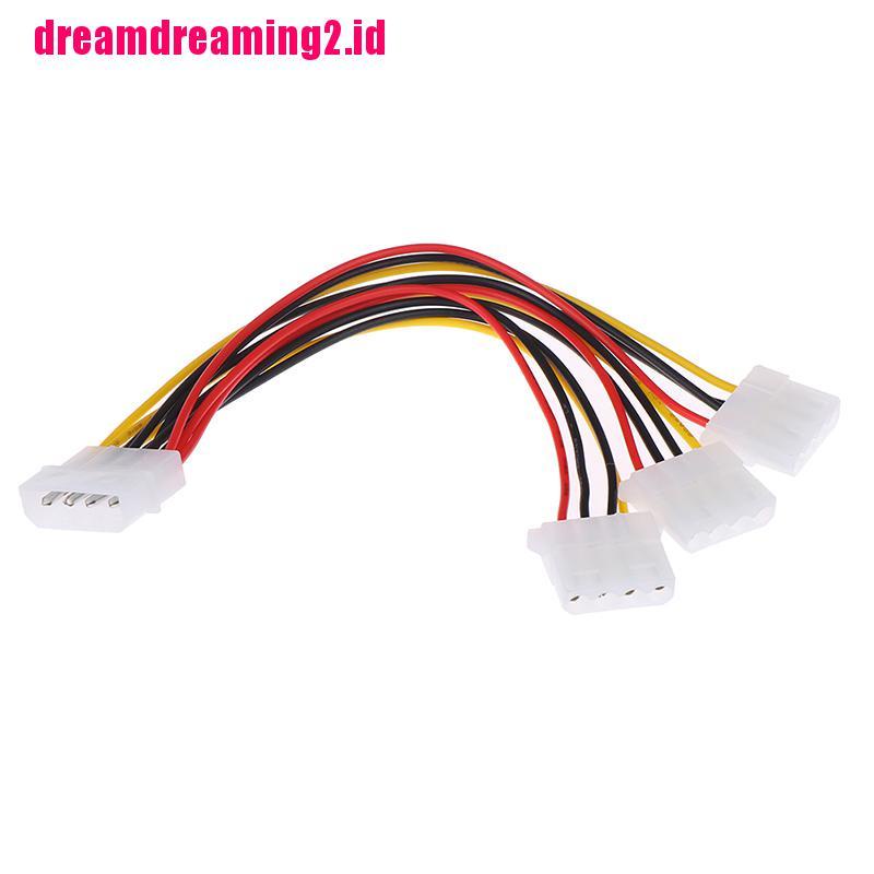 （✔✔❤Kabel Adapter Splitter Power Supply 4 Pin IDE 1-to-3 Molex IDE Female