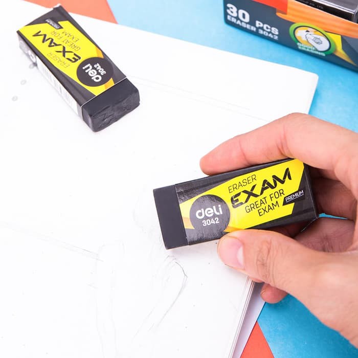 

OPEN SALE DELI E3042 PENGHAPUS-EXAM ERASER 60Ã24Ã12MM SOFT 2B CLEAN BLACK