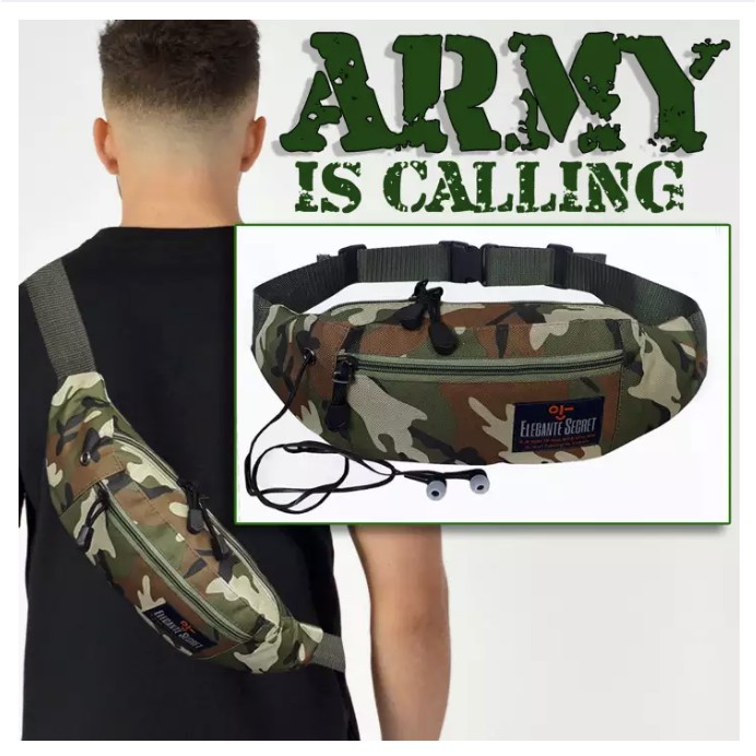 TERBARU Tas Pinggang Pria tentara motif loreng - Waist bag tentara distro - Tas Selempang dada