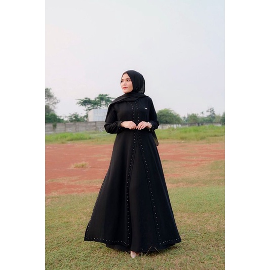 Zara dress jetblack premium Original semi sutra by SAIDE OFFICIAL/ pakaian dress gamis muslim wanita