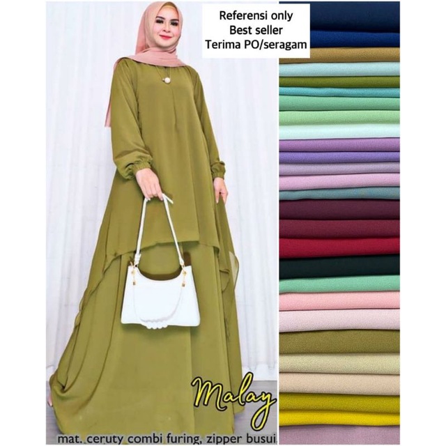 Baju lebaran terkini gamis malaysia layer