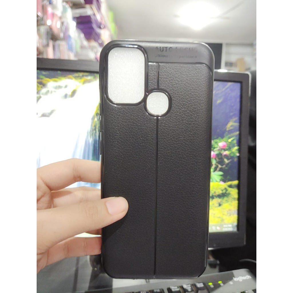 AutoFokus Infinix Hot 10 Play X688C 6.82 inchi Leather Soft Case AUTOFOCUS Motif Kulit Jeruk