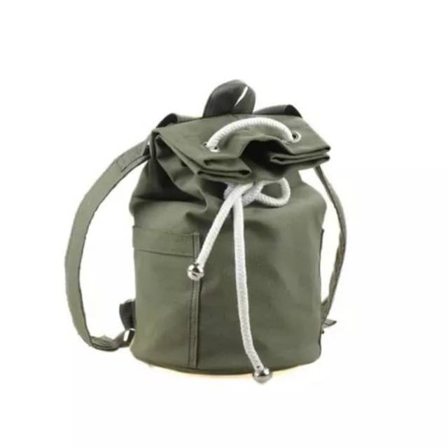 Korean Canvas Drawstring Backpack / Tas Backpack Tabung serut