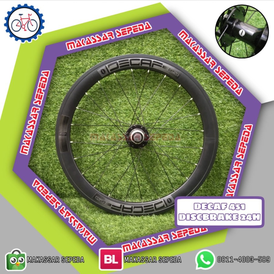 WHEELSET VELG SEPEDA DECAF 22 451 DISCBRAKE 24/24 HOLE HUB DECAF