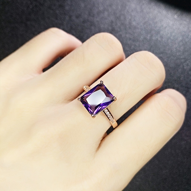 Cincin Berlian Sapphire Mewah Warna Rose Gold