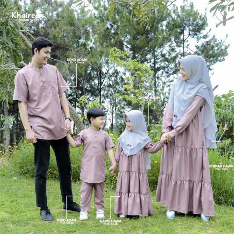 Sarimbit Adam Hawa by Khaireen warna Pink Blush | Sarimbit Keluarga | Sarimbit Lebaran | Baju Couple Ayah, Ibu, Anak