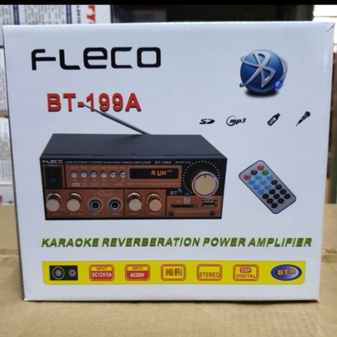 Power Amplifier Wireless Fleco BT-199A/BT-199B Ampli Bluetooth AUX/RadioFm/USB Kulaitas Terjamin