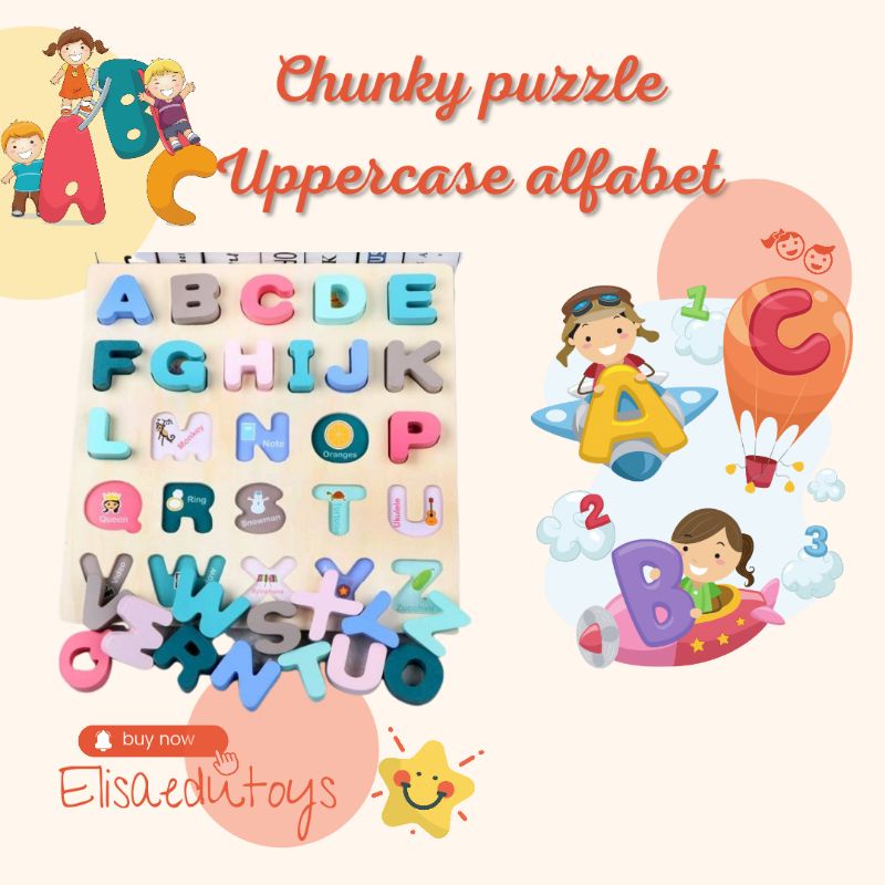 Chunky puzzle alfabet pastel color