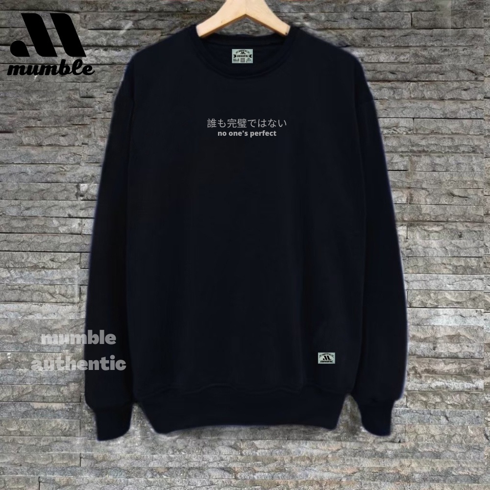 Sweater Katun Pria Original Distro Hitam List No One&quot;s perfect Switer Crewneck Oversize Unisex