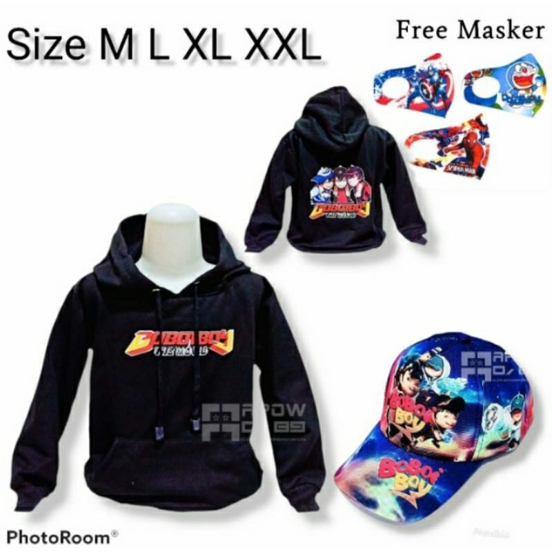 -Boboiboy-  2in1 jaket Hoodie anak Switer 2-9tahun gratis masker