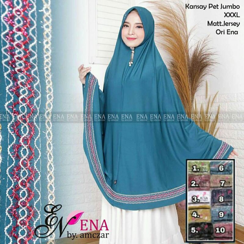 Jilbab jumbo ori Ena , jilbab syari , hijab instan