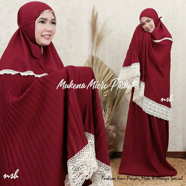 Mukena dewasa / mukena plisket / mukena micro plisket renda rajut / mukena murah / mukena terlaris