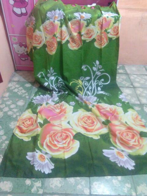 Gorden Pintu Murah Model Smokring 12 Ring Ukuran Panjang Motif Green Rose-grosir Korden Pintu Rumah