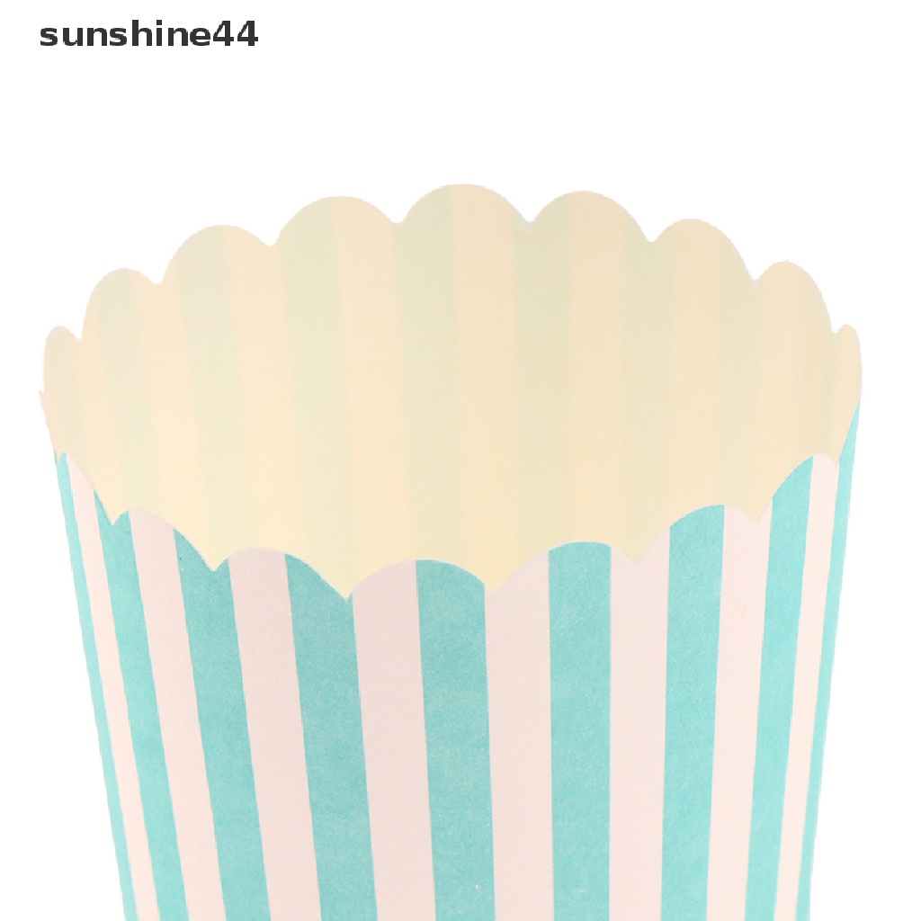 Sunshine 50pcs Kertas Pembungkus Cupcake / Muffin Motif Garis / Polkadot Warna-Warni