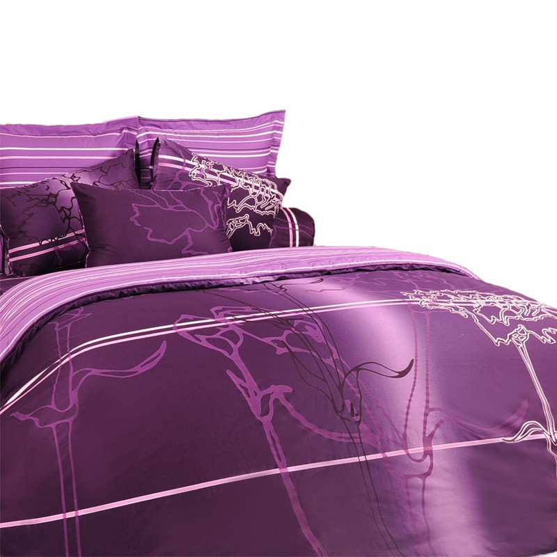 Rise Bedding Sprei King / Queen Rise Motif Purple Desire Satin Cotton Tinggi 40cm