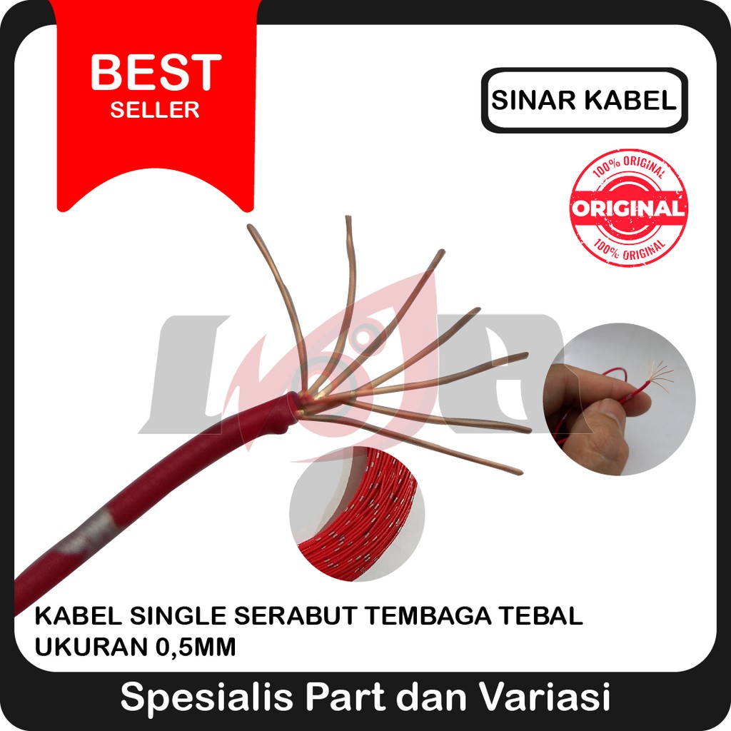 Kabel Single Merek Sinar Serabut 0.5mm Tembaga Tebal Kuat Bagus Meteran 1 Meter