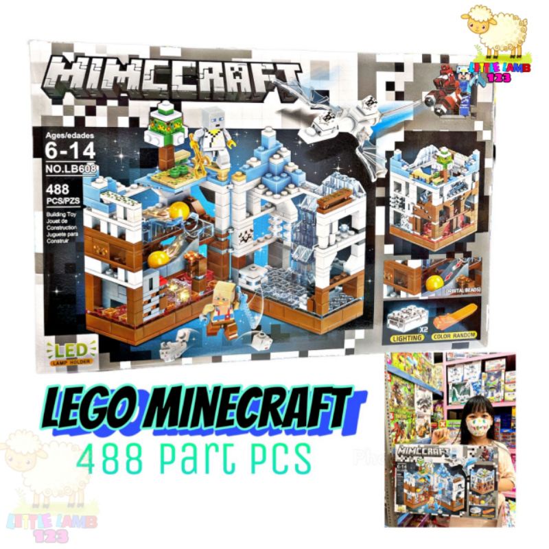 Lego Minicraft Isi 488 Lego MINECRAFT Mainan Lego Ada Lampu Mainqn Lego Jumbo Isi 488 Pcs Minan Lego