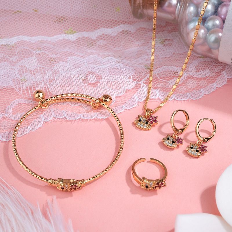 ✅COD Set Perhiasan Anak hellokitty kalung gelang set anting xuping fashion cincin asesoris