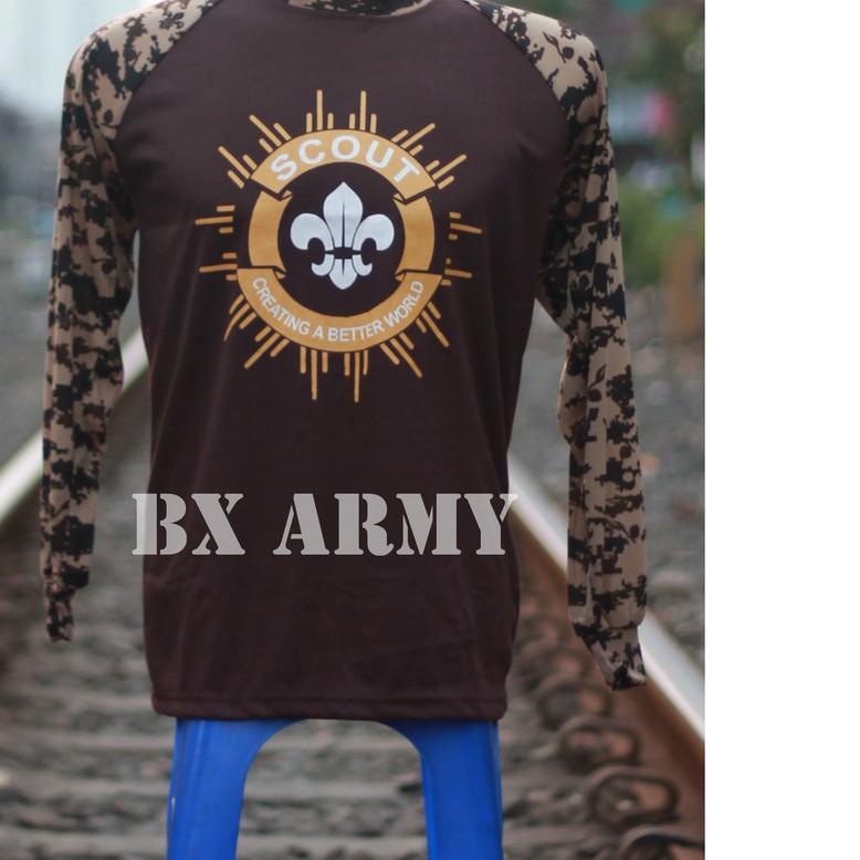 Baju Kaos Loreng Motif Pramuka, Scout , Raglan Lengan Panjang | Kaos Pramuka Panjang PELAJAR MURAH