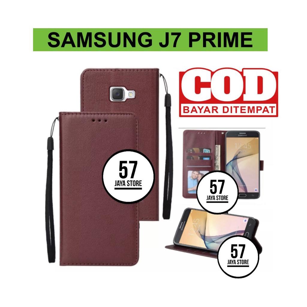 Flip Case Samsung J7 prime Flip Dompet Casing HP Wallet Leather cover