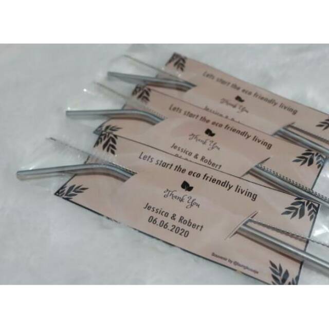 Souvenir Sedotan Stainless & Sikat / Stainless Straw & Brush / Unik / Rustic / Souvenir Nikah