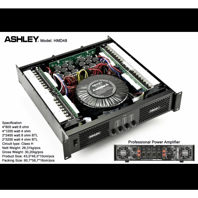 power amplifier ashley hmd48 hmd 48 4CH original